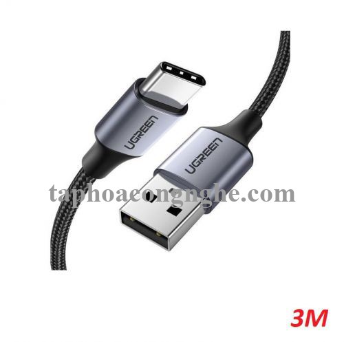 Ugreen 60409 3M Qc3.0 usb type c 2.0 Cáp sạc và dữ liệu từ máy tính ra điện thoại đầu nhôm xám US288 30060409